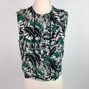🛍️3/$20 Zara Green/White Leaf Print Blouse